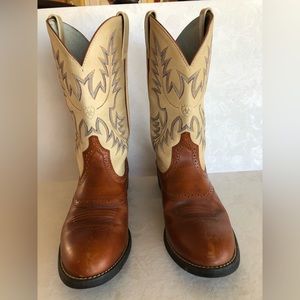 Ariat ATS Technology Women’s Size 8B Brown and Cream Leather Western Boots